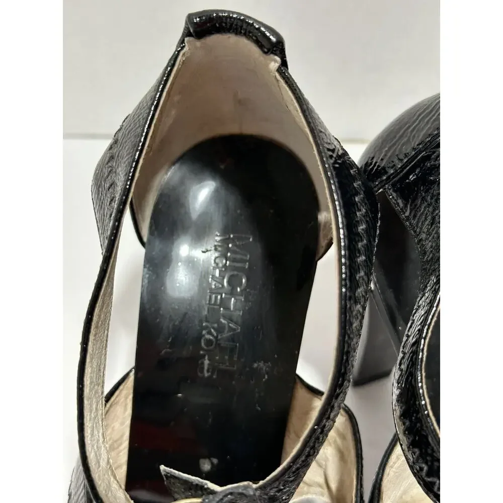 MICHAEL KORS Patent Leather Black Sz 7.5 M Women‎ Gladiator Stiletto Heels